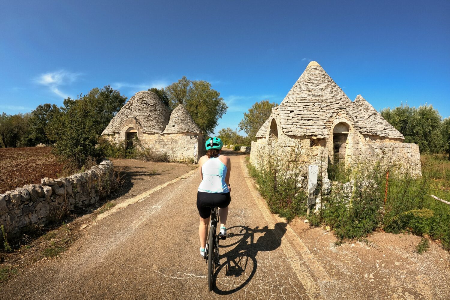 Cycling between Trulli in Alberobello Puglia