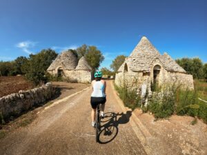Cycling between Trulli in Alberobello Puglia
