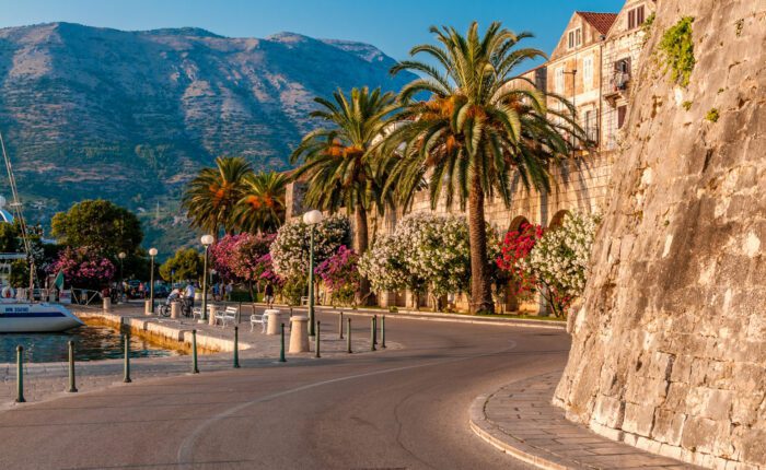A street in downtown Korcula Dalmatia Croatia