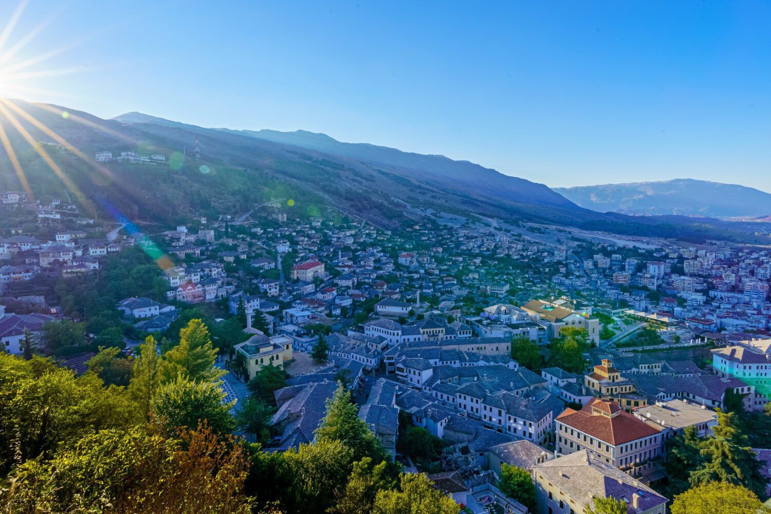 A view of Gjirokastër during a cycle tour in Albania