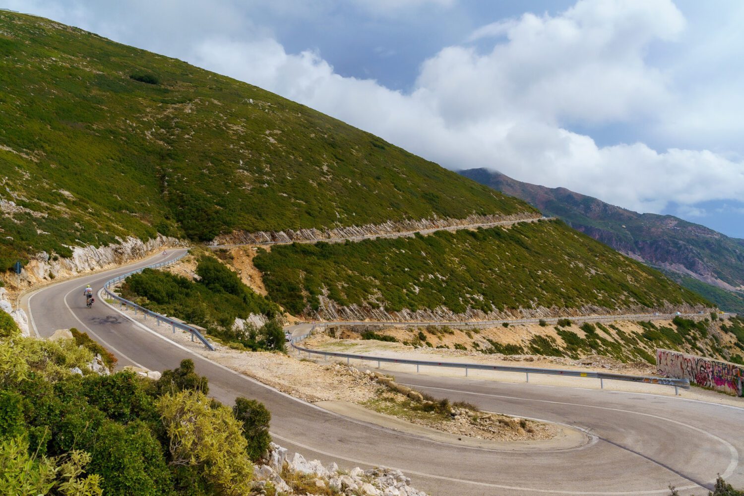 A Mountain road cycling in Albania