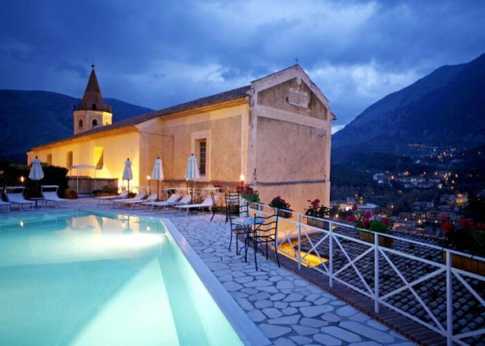 Locanda delle Donne Monache external pool by evening light