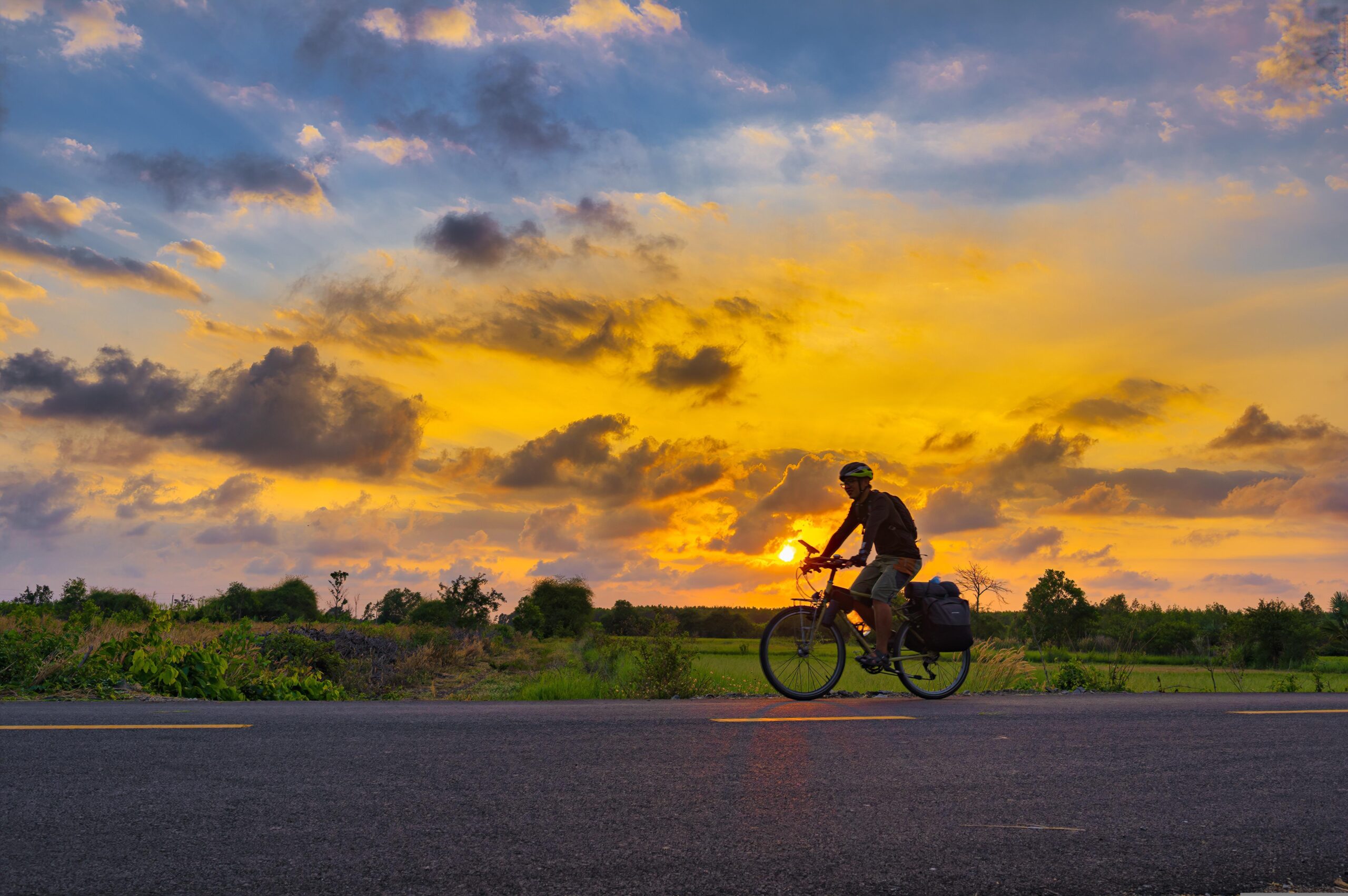 cycling in the sunset